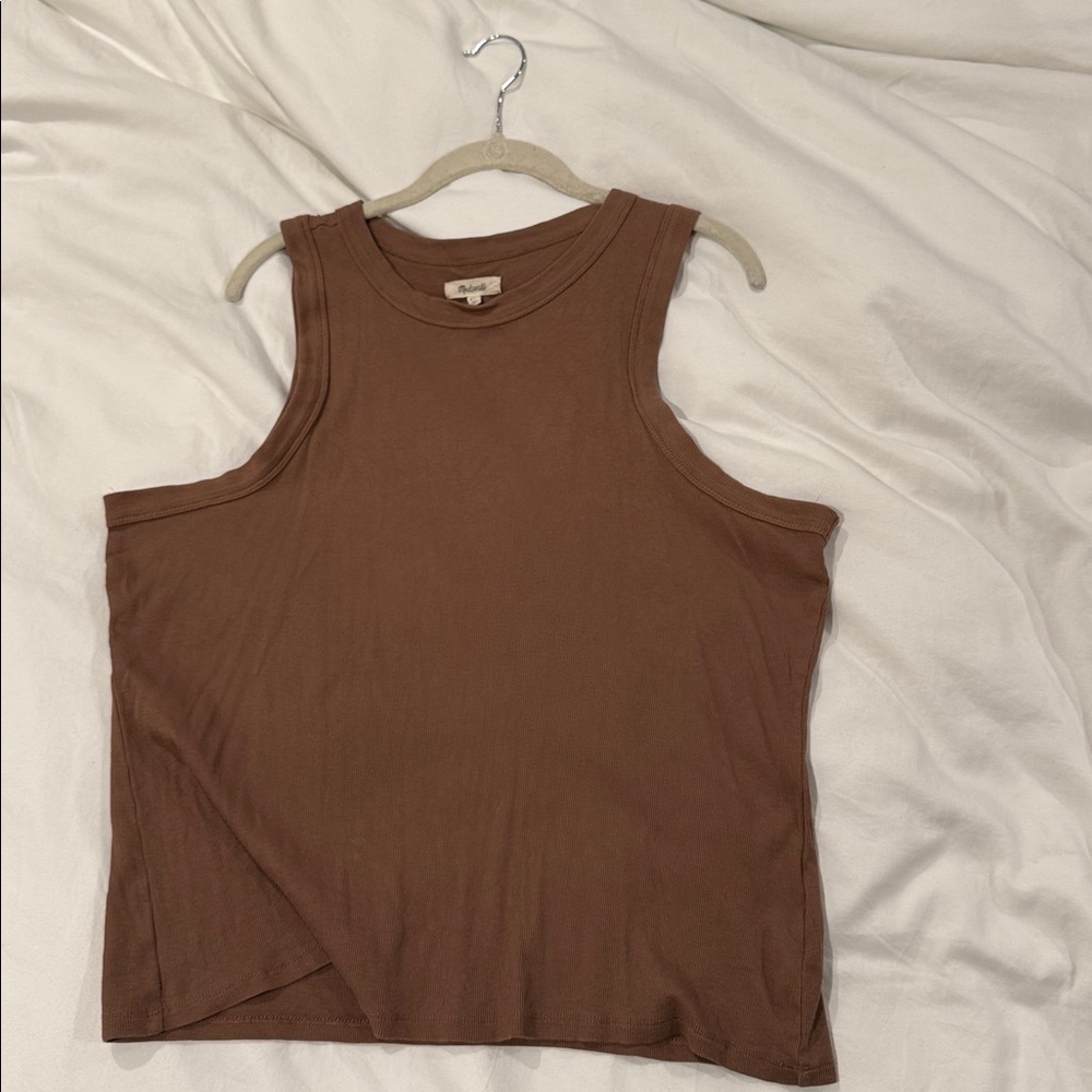 Madewell Supima Ribbed Cutaway Tank - Kraft Brown